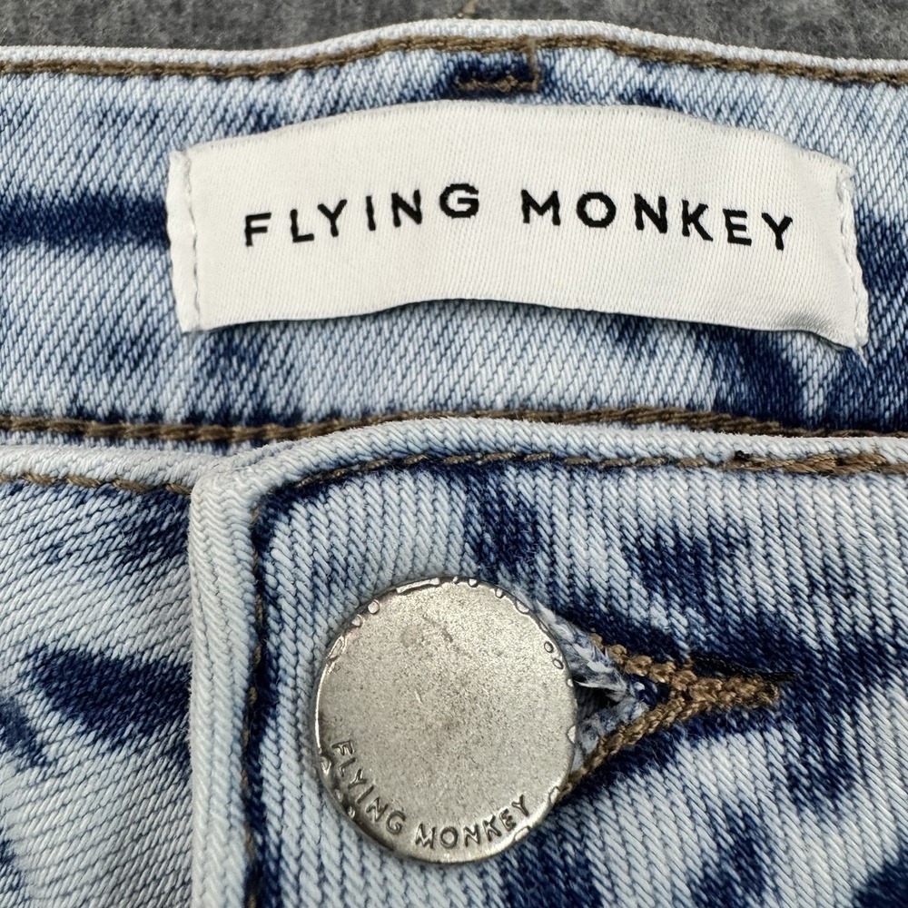 Flying Monkey Straight Leg Women 31 Light Acid Wash Patchwork Distressed Jean - Picture 4 of 9
